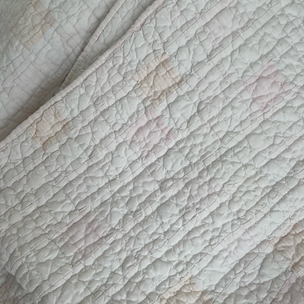 Vintage Pink and White Pottery Barn Kids Quilt